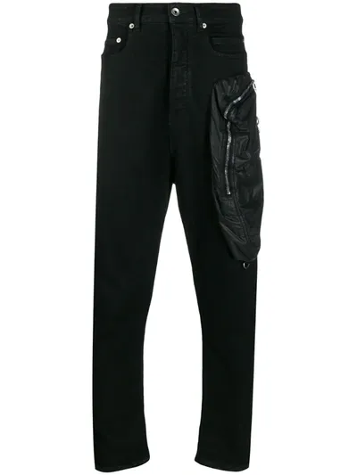 Rick Owens Drkshdw Tapered Drop-crotch Jeans In Black