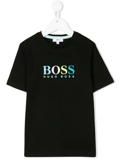 Hugo Boss Teen Logo-print T-shirt In Black