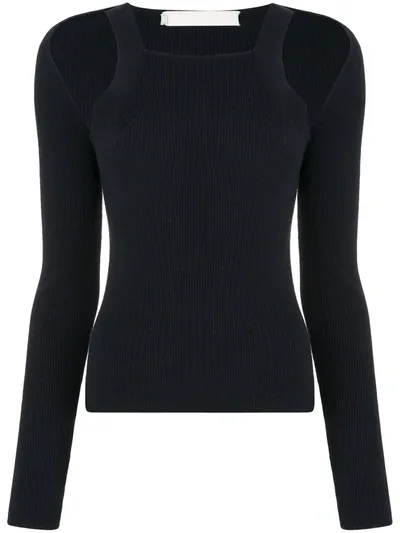 Dion Lee Hybrid Ls Knitted Top In Blue