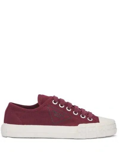 Prada Logo Print Low-top Sneakers In Red