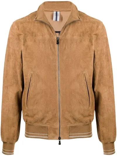 Fedeli Tobacco Goatskin Bomber Jacket In Brown