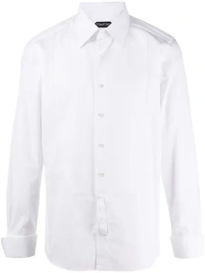 Tom Ford Plastron Long-sleeved Shirt In White