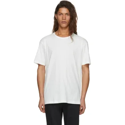 Issey Miyake White Tucked Stripe Short Sleeve T-shirt In 01 White