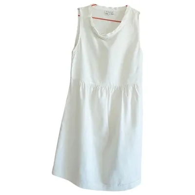 Pre-owned Claudie Pierlot Silk Mini Dress In Beige