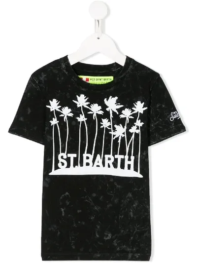 Mc2 Saint Barth Teen Logo Print T-shirt In Black