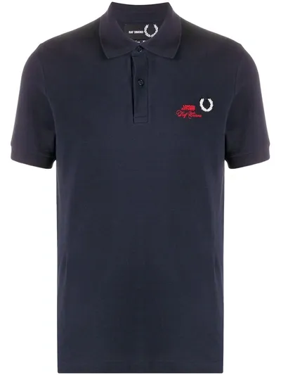 Raf Simons X Fred Perry Laurel Wreath Polo Shirt In Blue