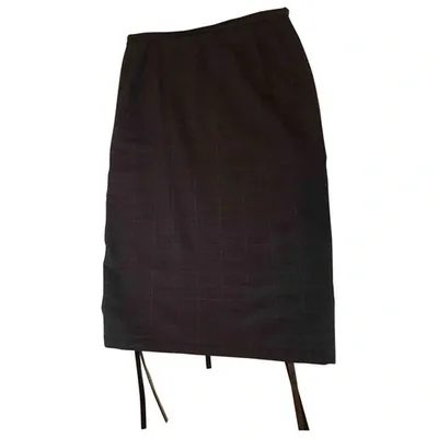 Pre-owned Hugo Boss Wool Mid-length Skirt In Brown