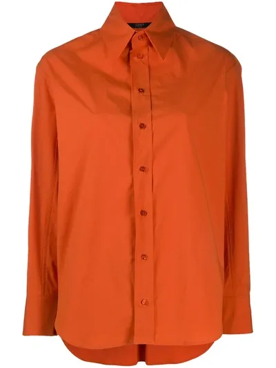 Seventy Curved Hem Pointed Collar Shirt In Orange