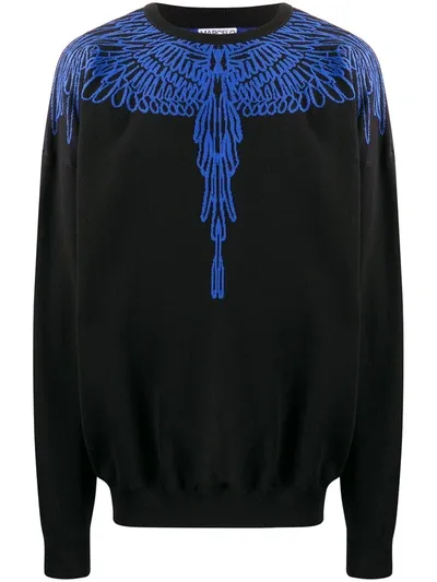 Marcelo Burlon County Of Milan Black And Blue Pictorial Wings Sweater