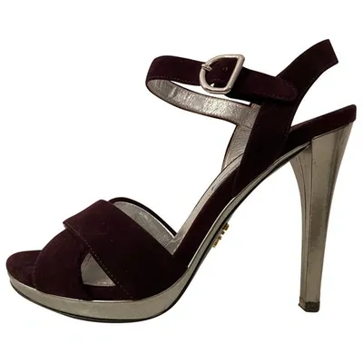 Pre-owned Prada Velvet Sandal In Purple