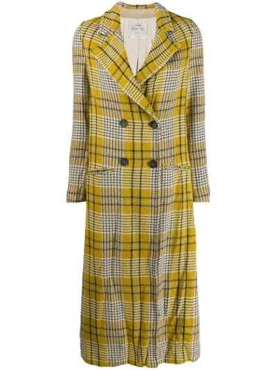 Forte Forte Checked Print Double Breasted Coat In Yellow