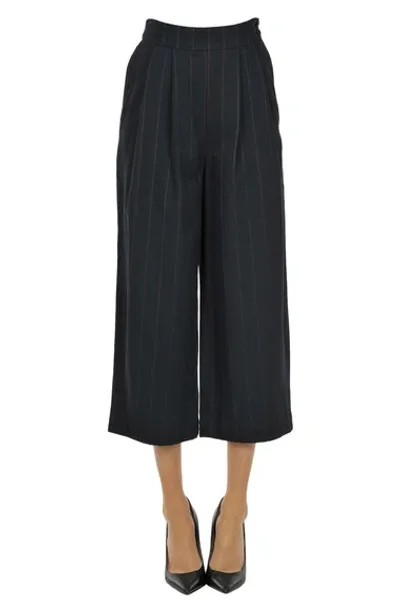 Bellerose Pinstriped Cropped Trousers In Navy Blue