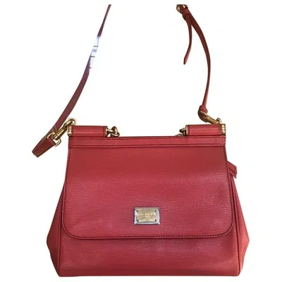 Pre-owned Dolce & Gabbana Sicily Leather Handbag In Red