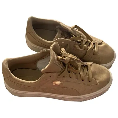 Pre-owned Puma Cloth Trainers In Beige