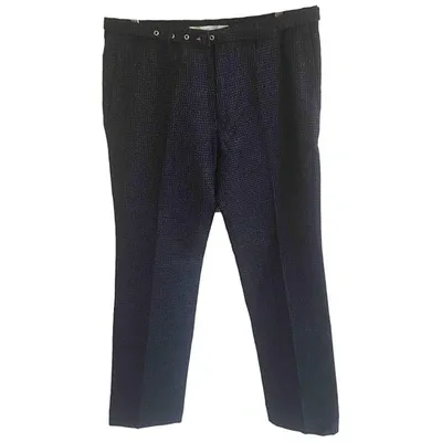 Pre-owned Golden Goose Linen Straight Pants In Navy