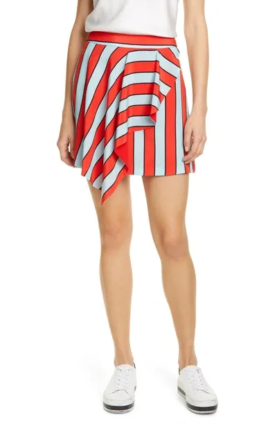 Alice And Olivia Nicky Draped Striped Silk Crepe De Chine Mini Skirt In Pinstp Chy