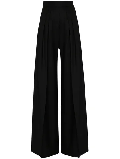 Brøgger Gretta Black Wide-leg Wool-blend Trousers