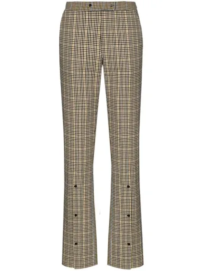 Brøgger Kit Mid-rise Check-pattern Trousers In Brown