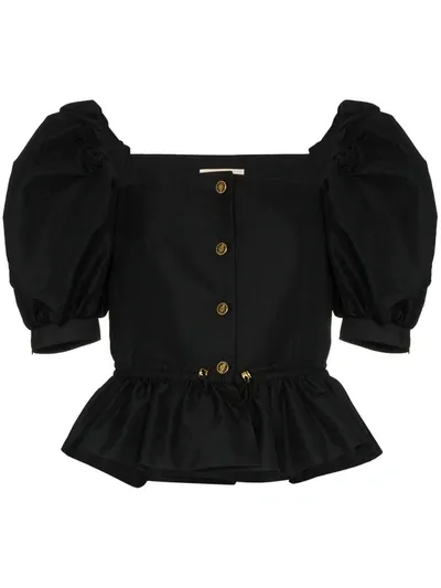 Brøgger Daisy Puff-sleeve Blouse In Black