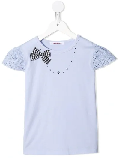 Familiar Kids' Bow-embellished T-shirt In Blue