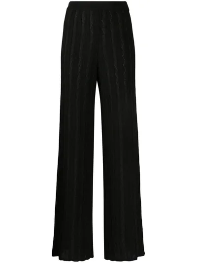 M Missoni Zig-zag Knit Trousers In Black