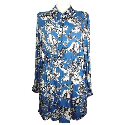 Pre-owned Ganni Mini Dress In Blue