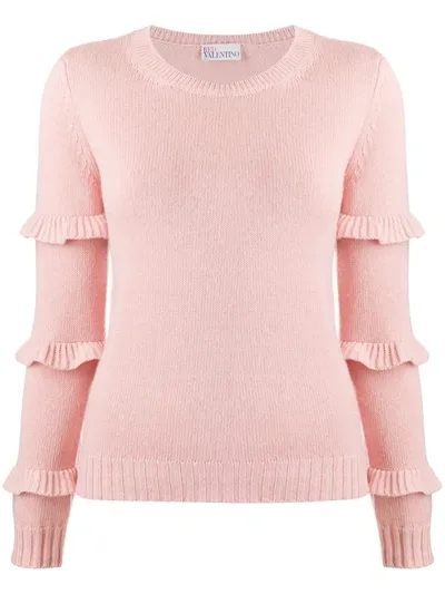 Red Valentino Ruffle-detail Knitted Jumper In Pink