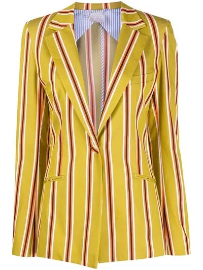 Stella Jean Striped Blazer In Green