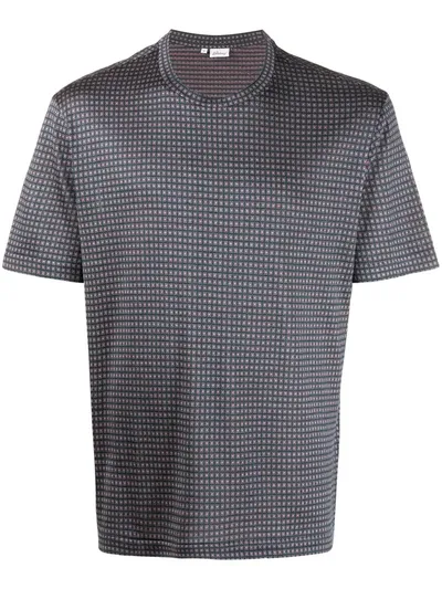 Brioni Jacquard-knit T-shirt In Blue