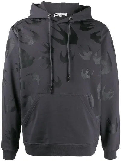 Mcq By Alexander Mcqueen Swallow Print Hoodie In Grey