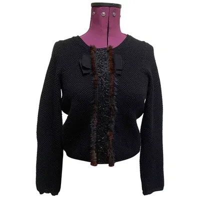 Pre-owned Tara Jarmon Wool Cardigan In Black