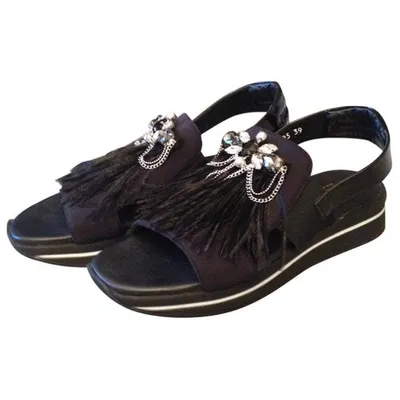 Pre-owned Baldinini Cloth Mules In Black