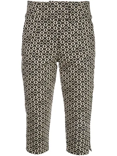 Nicholas Geometric Print Cropped Trousers In Black