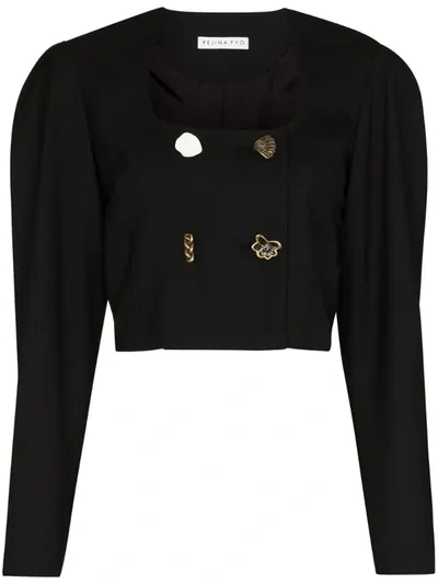 Rejina Pyo Nina Double-breasted Cropped Jacket In Black