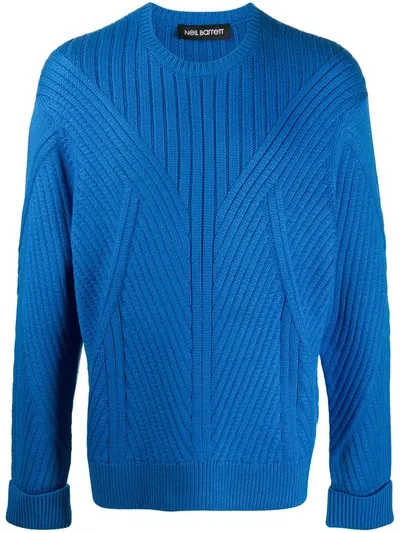 Neil Barrett Ribbed Knit Jumper In Blue