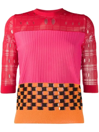 Ports 1961 Colour Block Knit Top In Red