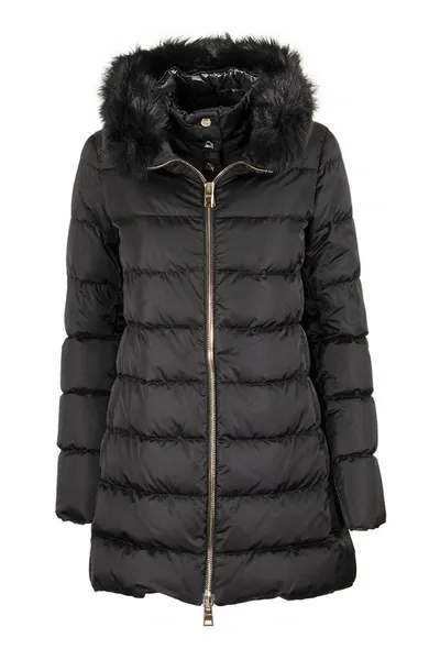 Herno Black Down Jacket With Fur