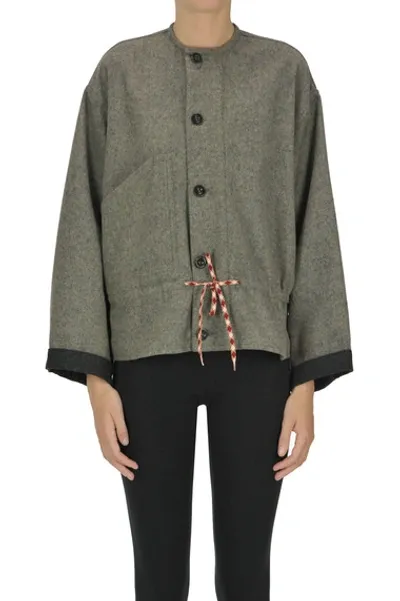 Bellerose Cropped Wool-blend Jacket In Kaki