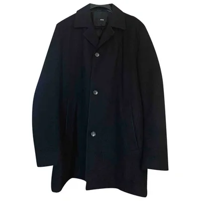 Pre-owned Hugo Boss Wool Coat In Blue