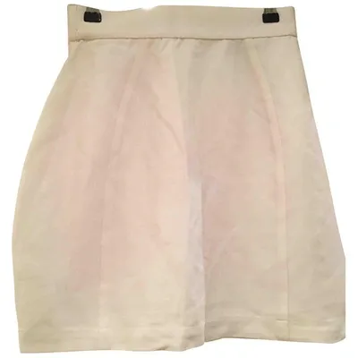 Pre-owned Mugler Mini Skirt In Ecru