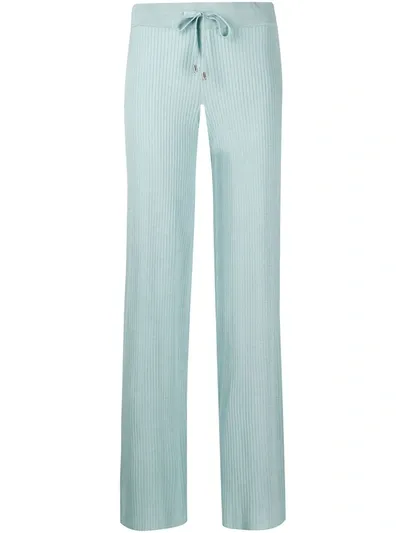 Malo Knitted Flared Trousers In Blue