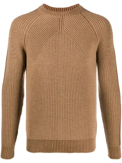 Roberto Collina Wool Knitted Long Sleeve Jumper In Brown