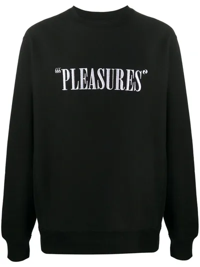 Pleasures Embroidered Logo Sweatshirt In Black