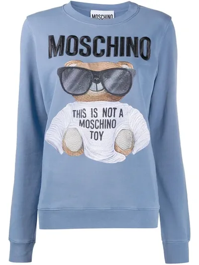 Moschino Teddy Bear Crew Neck Sweatshirt In Blue