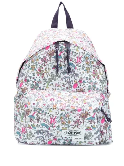 Eastpak Floral-print Logo Backpack In Blue