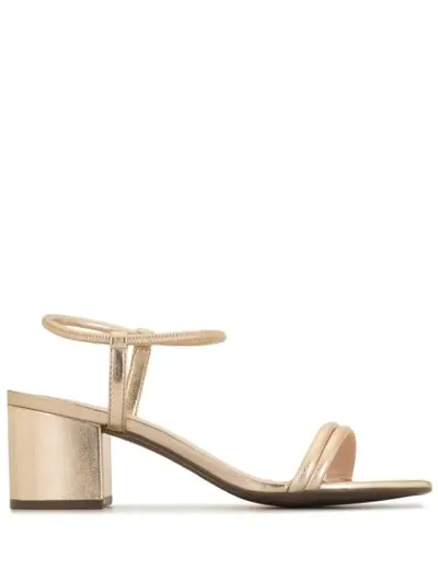 Schutz Block Heel Ring Sandals In Gold