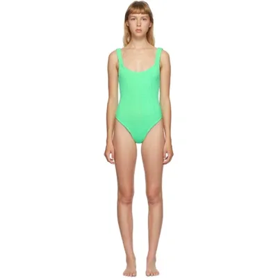 Hunza G Square-neck High-cut One-piece Swimsuit In Green-lt