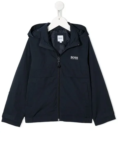 Hugo Boss Kids' Logo Zipped Jacket In Blue