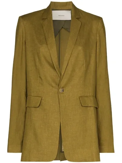 Asceno Azores Single-breasted Linen Blazer In Green