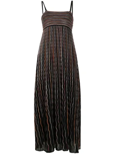 M Missoni Fine-knit Embroidered Dress In Black